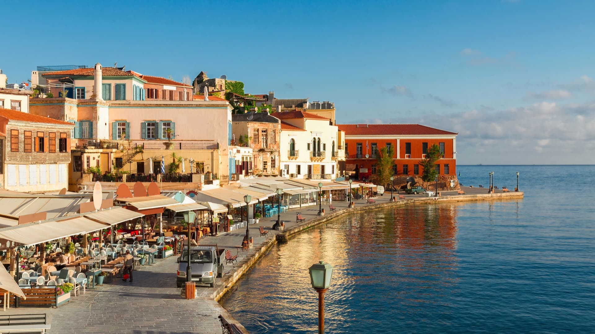 Chania old Venetian harbour at sunset